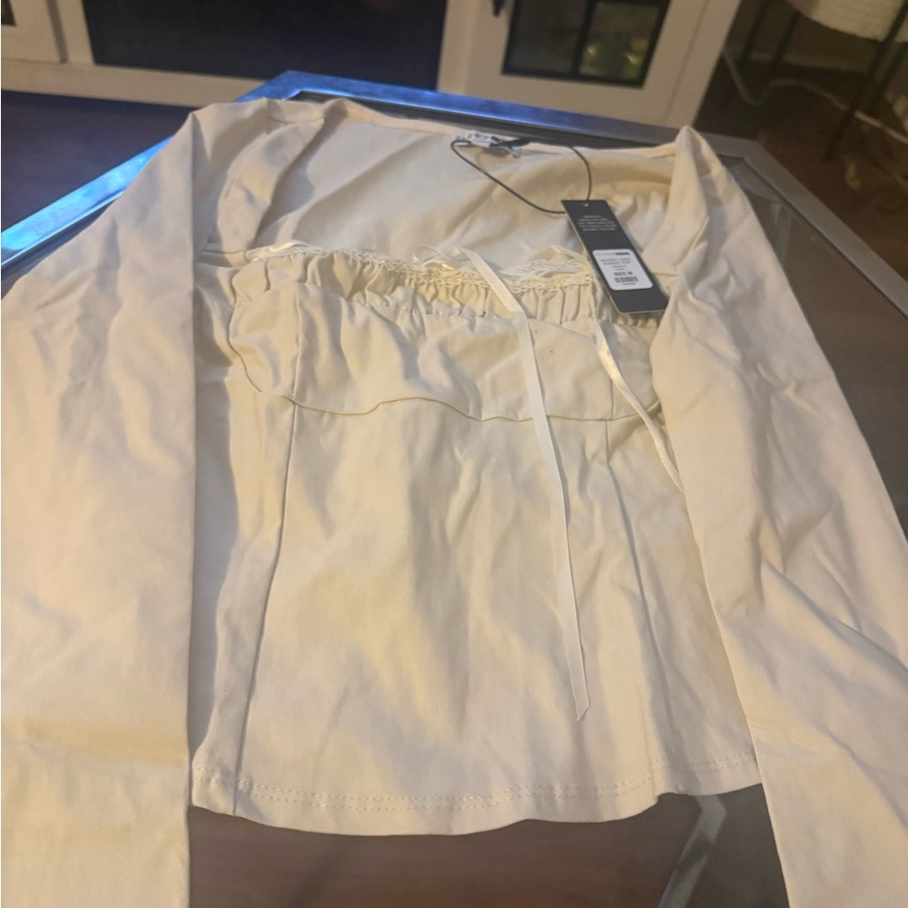 Cream Long Sleeve Blouse